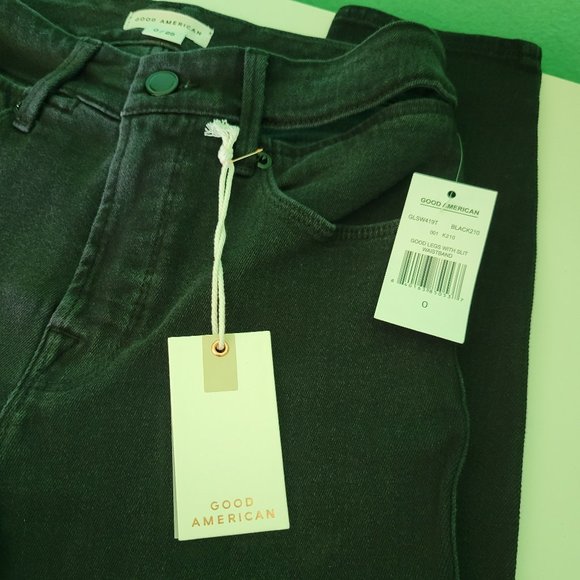 Good American Women's Black Slit Waistband Skinny Jeans NWT Size 0/25 - Picture 3 of 6
